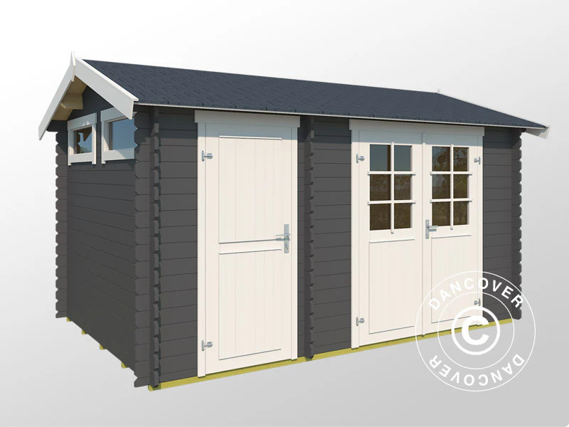 Redskabsskur i træ Narva 3,8x2,5x2,39m, 28mm, 9,3m², Mørkegrå - Image 3