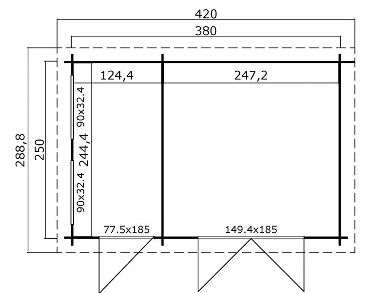 Redskabsskur i træ Narva 3,8x2,5x2,39m, 28mm, 9,3m², Mørkegrå - Image 8