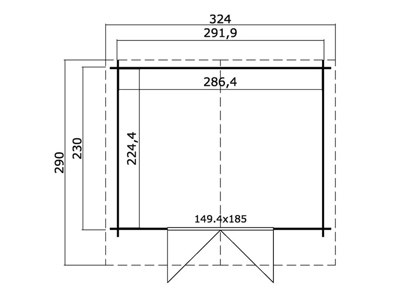 Redskabsskur i træ Oslo 2,92x2,3x2,22m, 28mm, 6,43m², Lysegrå - Image 6