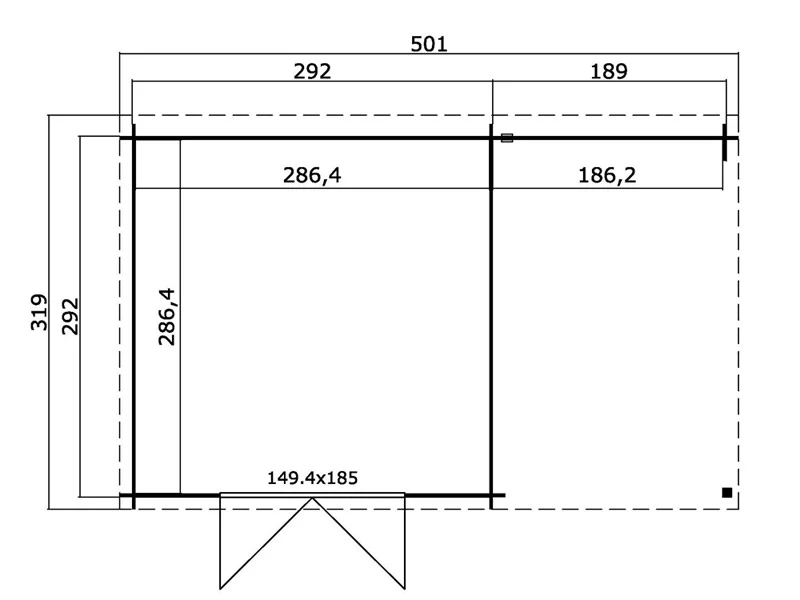 Redskabsskur i træ Tartu m/udhæng 4,81x2,92x2,11m, 28mm, 13,6m², Natur - Image 7
