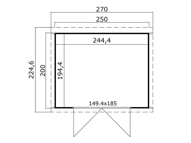 Redskabsskur i træ Torrent 2,5x2x2,11m, 28mm, 4,75m², Mørkegrå - Image 4
