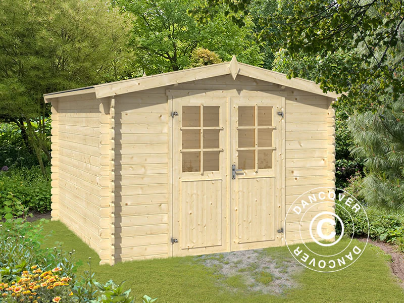 Redskabsskur i træ Trondheim 2,92x2,92x2,22m, 28mm, 8,5m², Natur - Image 2
