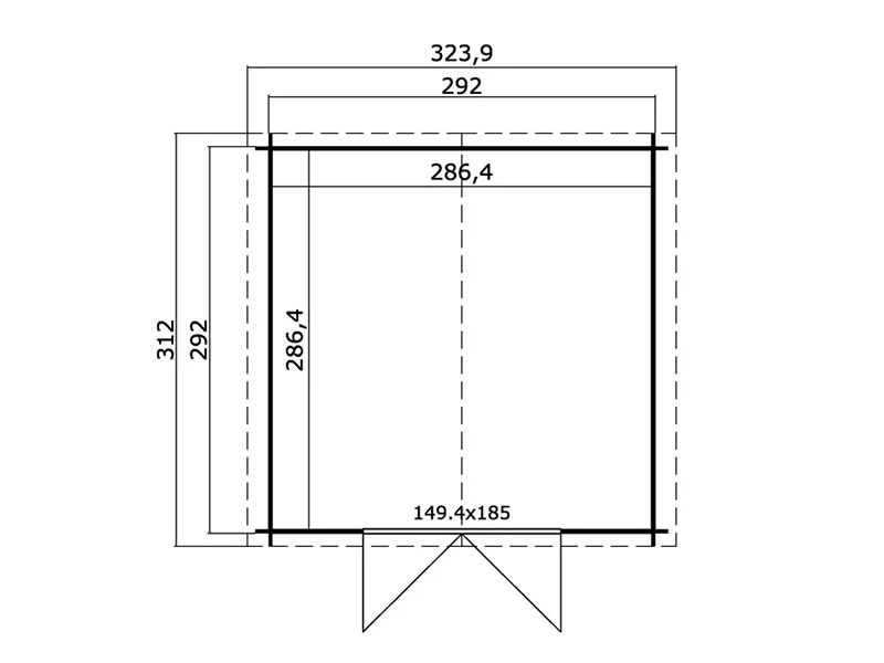 Redskabsskur i træ Trondheim 2,92x2,92x2,22m, 28mm, 8,5m², Natur - Image 4