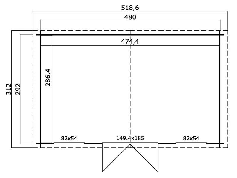 Redskabsskur, anneks i træ Sandvika 4,8x2,92x2,45m, 28mm, 13,59m², Lysegrå - Image 7