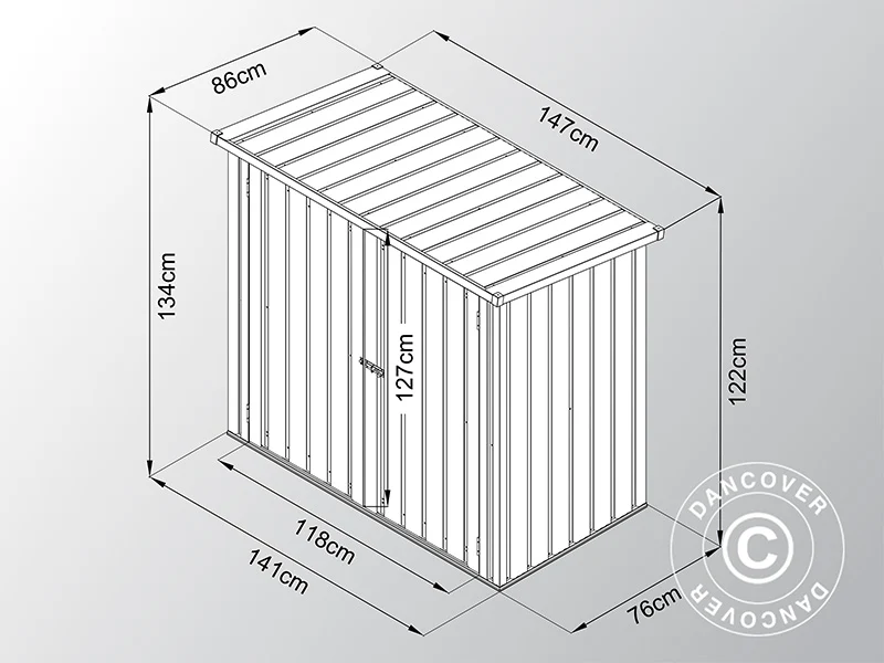 Redskabsskur, stålskab 1,47x0,86x1,34m, 1,26m², ProShed®, Antracit - Image 3