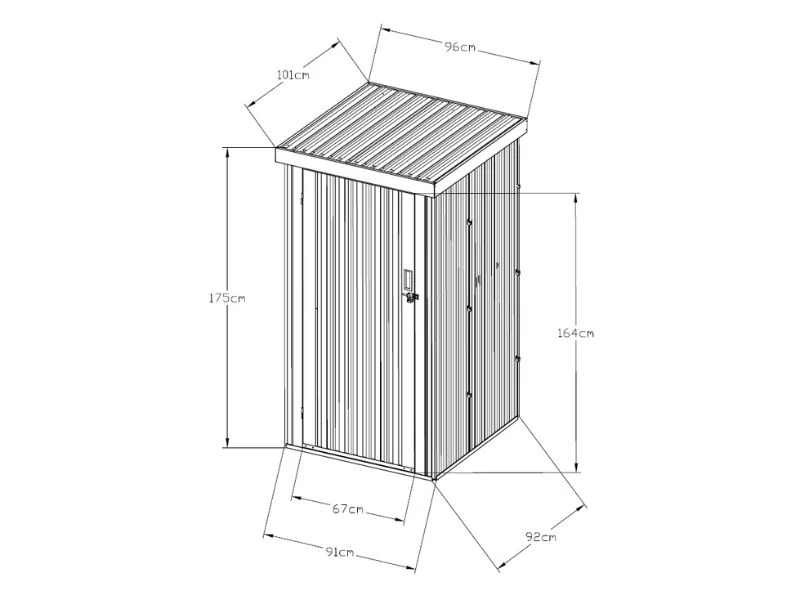 Redskabsskur, stålskab 0,96x1,01x1,75m, 0,96m², ProShed®, Antracit - Image 7