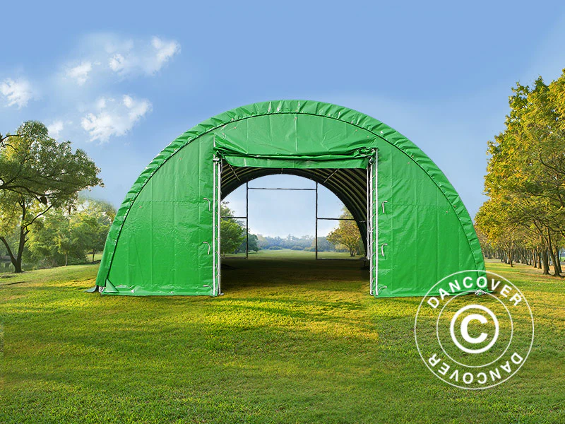 Rundbuehal, telthal 9,15x12x4,5m PVC, Grøn - Image 5