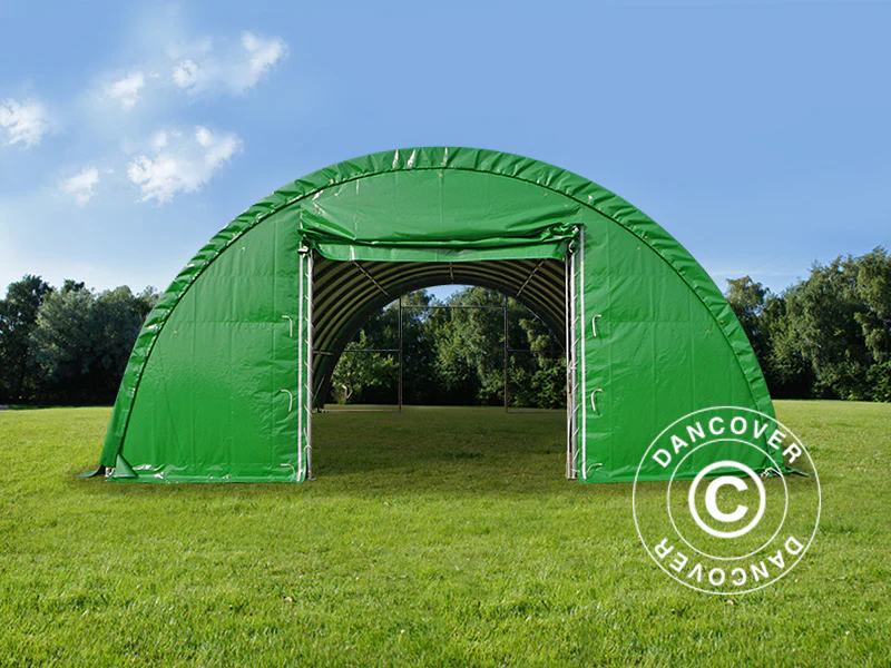 Rundbuehal, telthal 9,15x20x4,5m, PVC, Grøn - Image 8
