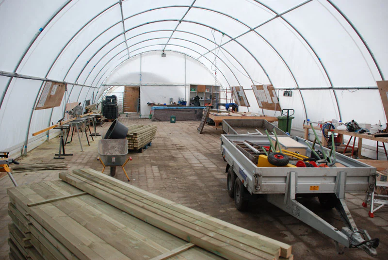 Rundbuehal, telthal 9,15x20x4,5m, PVC, Hvid - Image 5
