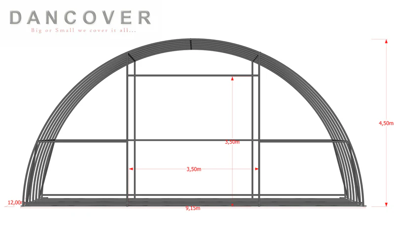 Rundbuehal, telthal 9,15x20x4,5m, PVC, Hvid - Image 9