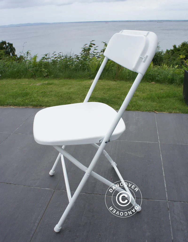 Rundt klapbord 154 cm Ø + 8 stole, Lysegrå/Hvid - Image 3