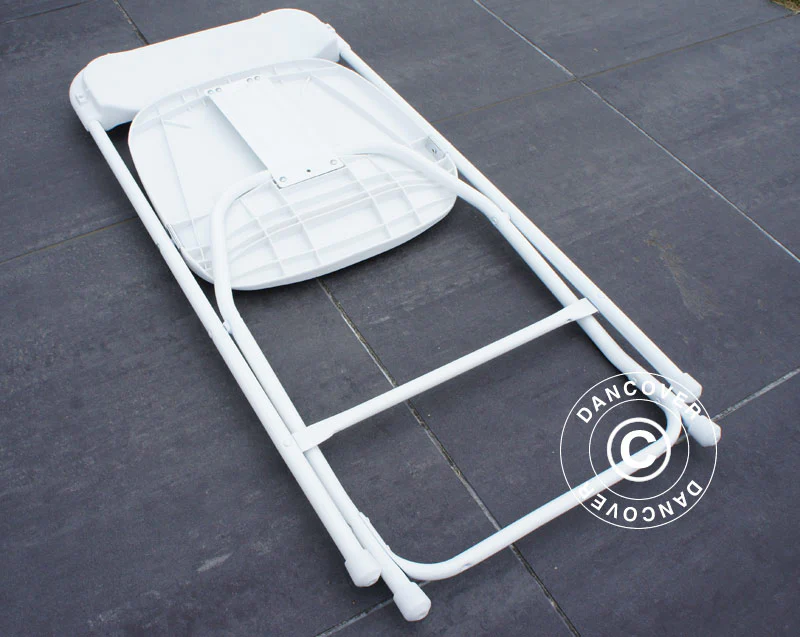 Rundt klapbord 154 cm Ø + 8 stole, Lysegrå/Hvid - Image 4
