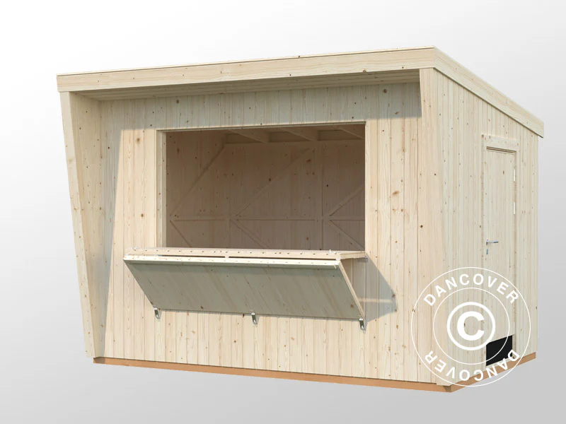 Salgsbod i træ, 3,55x2,33x2,64m, 7,7m², Natur - Image 3