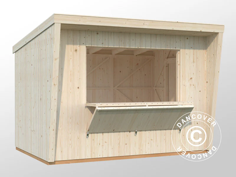 Salgsbod i træ, 3,55x2,33x2,64m, 7,7m², Natur - Image 4