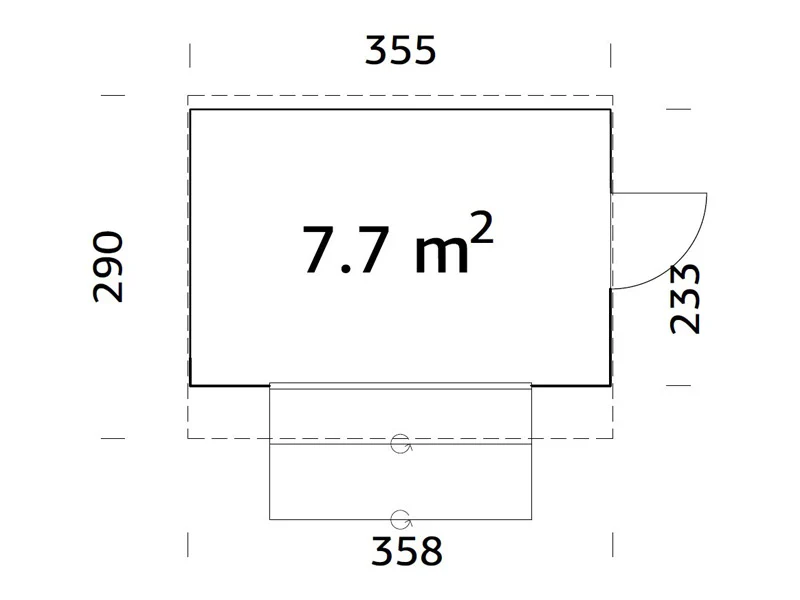 Salgsbod i træ, 3,55x2,33x2,64m, 7,7m², Natur - Image 5