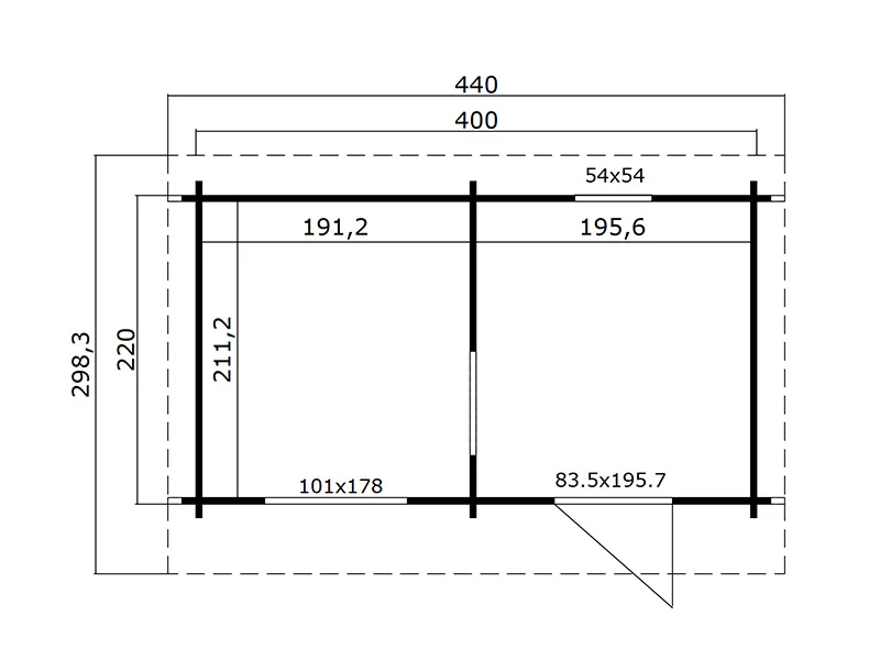 Saunahytte i træ Levi, 4x2,2m, 8,26m², Natur - Image 6