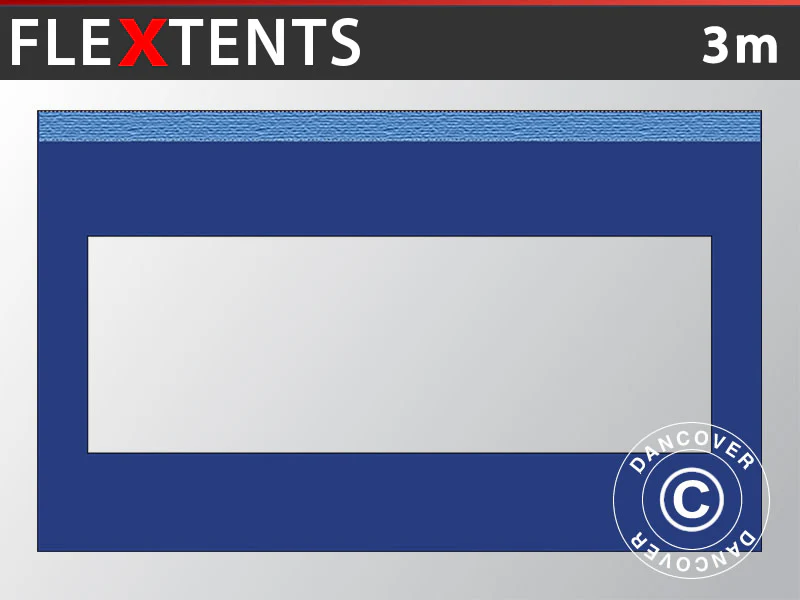 Sidevæg m/panoramavindue til FleXtents, 3m, Mørk blå