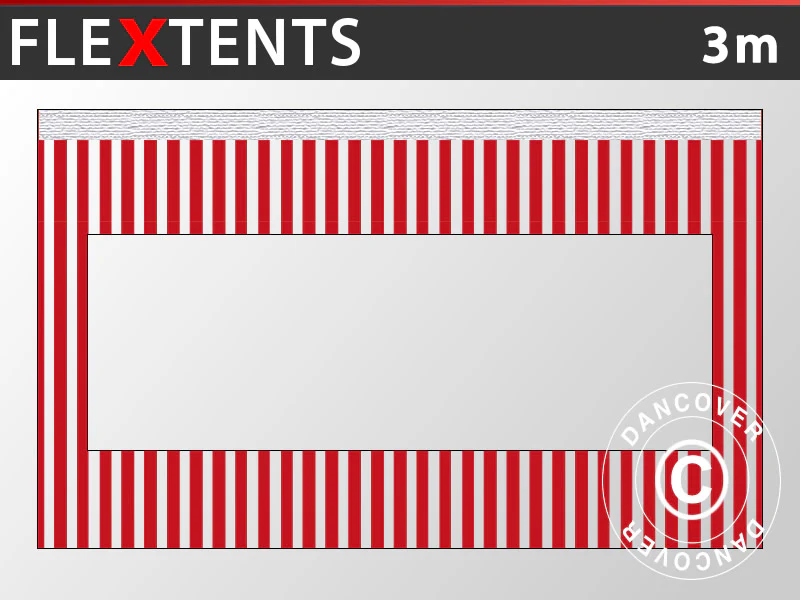 Sidevæg m/panoramavindue til FleXtents, 3m, Stribet