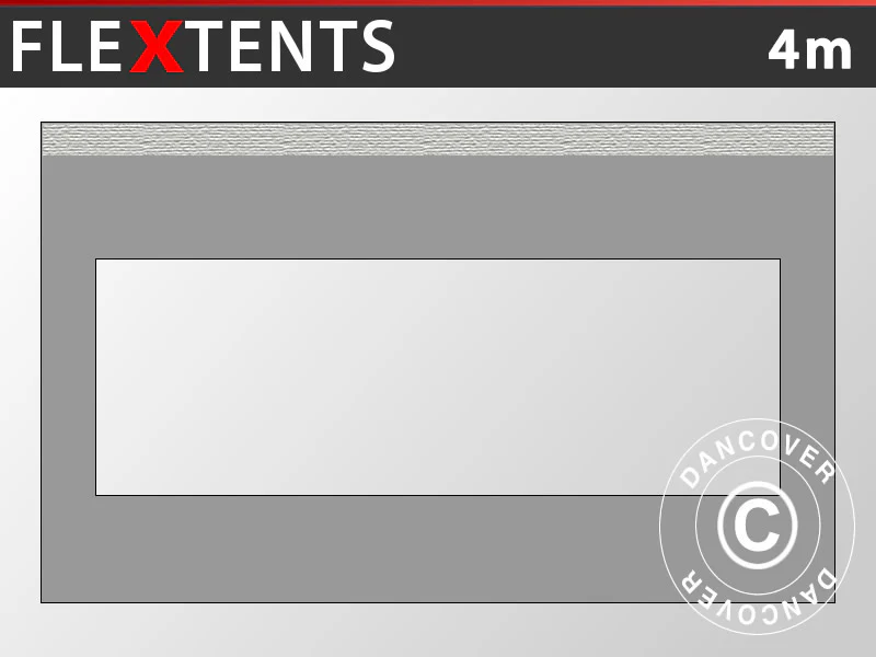 Sidevæg m/panoramavindue til FleXtents, 4m, Grå