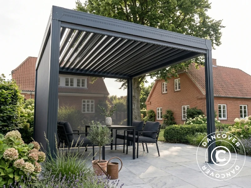 Sidevæg til bioklimatisk pergola pavillon Monterey S2, 3m, Mørkegrå - Image 4