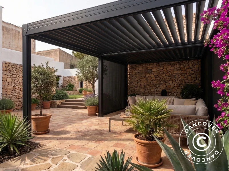 Sidevæg til bioklimatisk pergola pavillon Monterey S2, 4m, Mørkegrå - Image 4