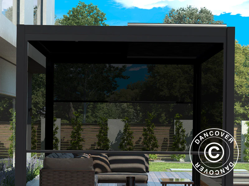 Sidevæg til bioklimatisk pergola pavillon San Pablo, 3m, Sort - Image 2