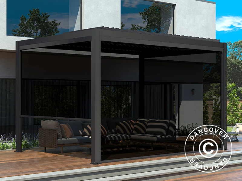 Sidevæg til bioklimatisk pergola pavillon San Pablo, 4m, Sort - Image 2