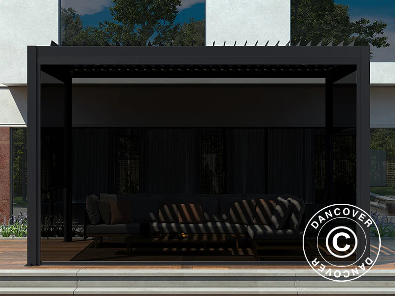 Sidevæg til bioklimatisk pergola pavillon San Pablo, 4m, Sort - Image 3