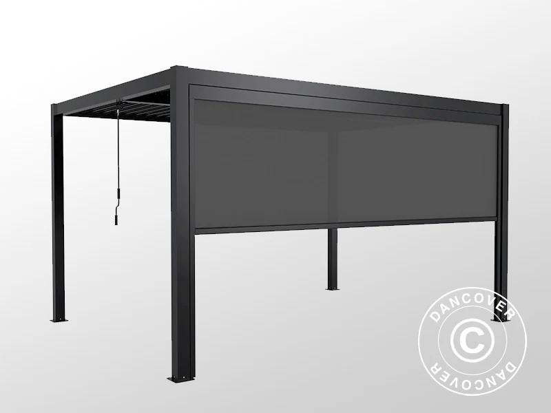 Sidevæg til bioklimatisk pergola pavillon San Pablo, 4m, Sort - Image 7