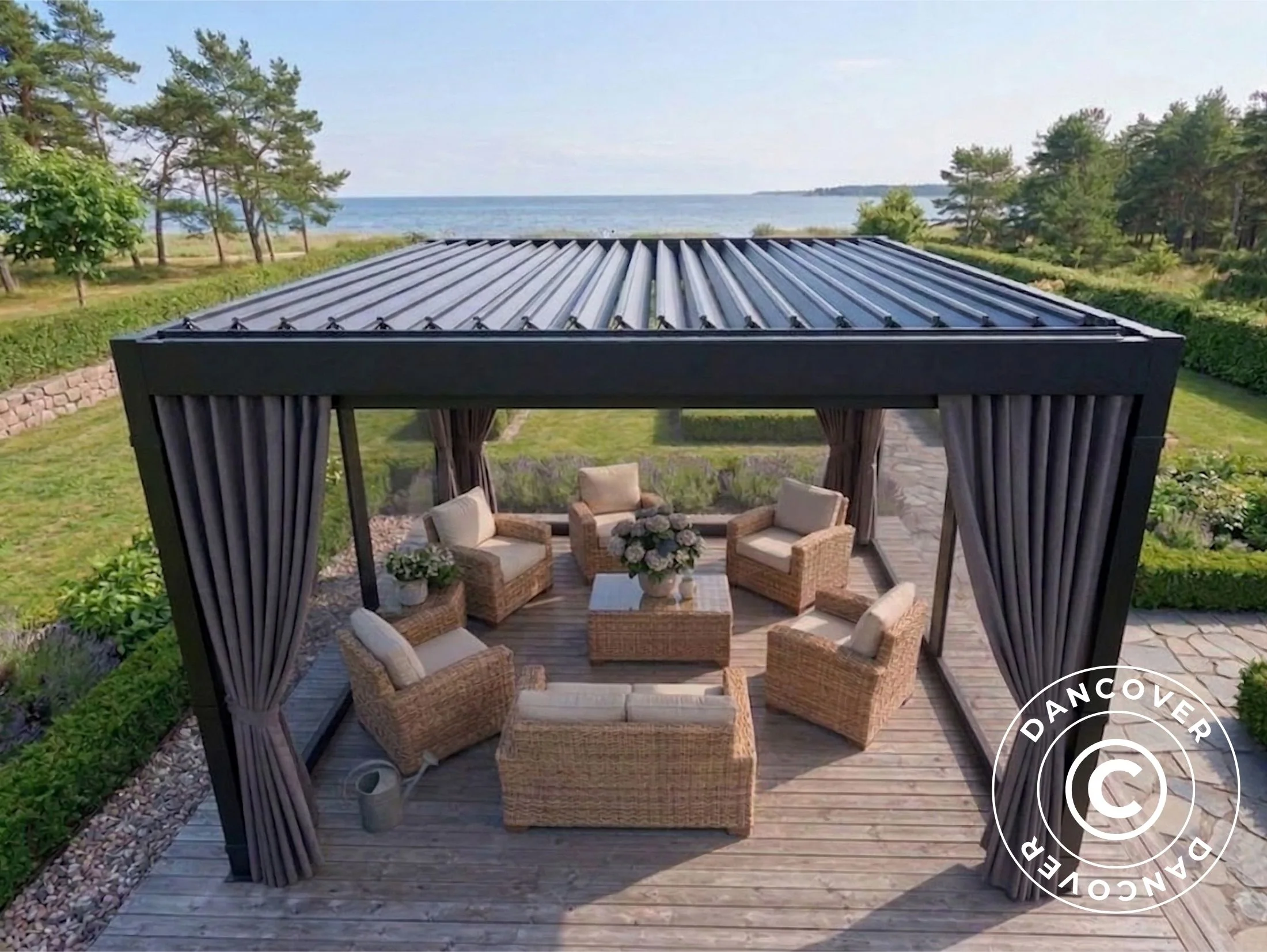 Sidevægge og myggenet til bioklimatisk pergola pavillon San Pablo, 3x3m, Grå - Image 5