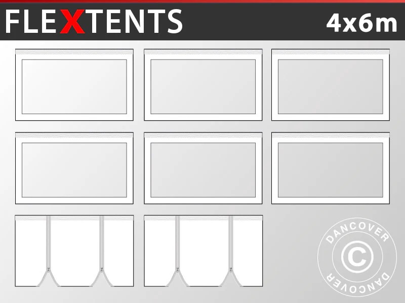 Sidevægge til Foldetelt FleXtents® Xtreme Heavy Duty PVC 4x6m, Hvid