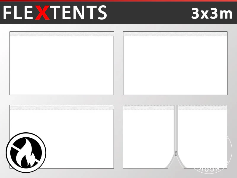 Sidevægge til Foldetelt FleXtents 3x3m, Brandhæmmende