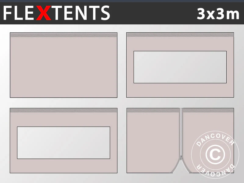 Sidevægge til Foldetelt FleXtents 3x3m, Latte