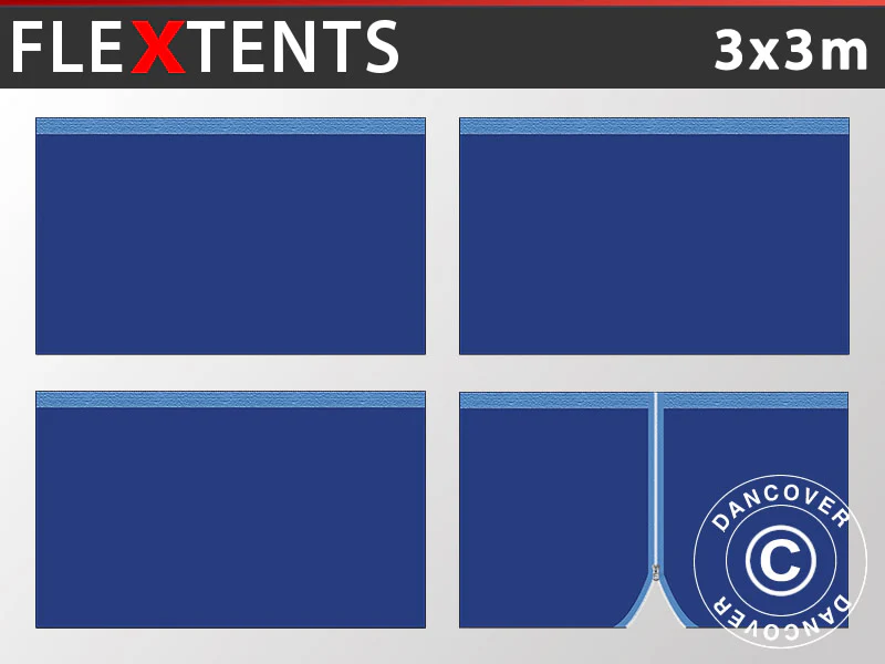 Sidevægge til Foldetelt FleXtents 3x3m, Mørk Blå