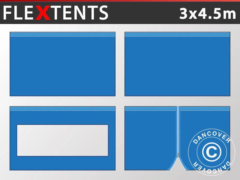 Sidevægge til Foldetelt FleXtents 3x4,5m, Blå