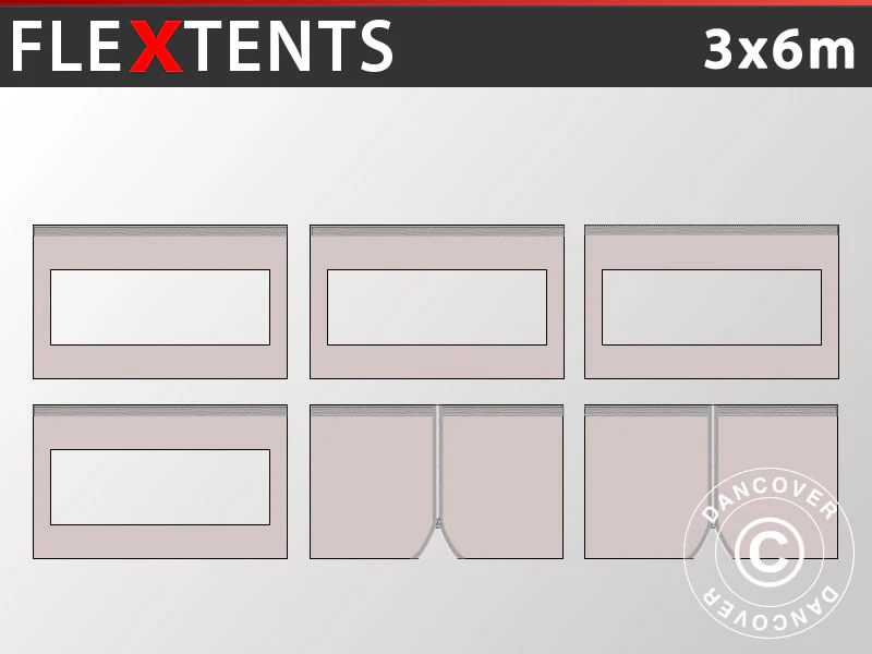 Sidevægge til Foldetelt FleXtents 3x6m, Latte