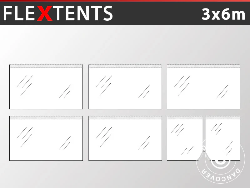 Sidevægge til Foldetelt FleXtents 3x6m, Transparent