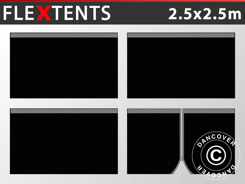 Sidevægge til Foldetelt FleXtents PRO 2,5x2,5m, Sort