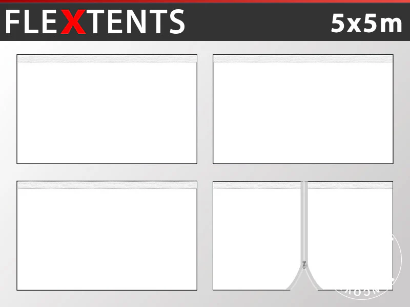 Sidevægge til Foldetelt FleXtents PRO 5x5m, Hvid