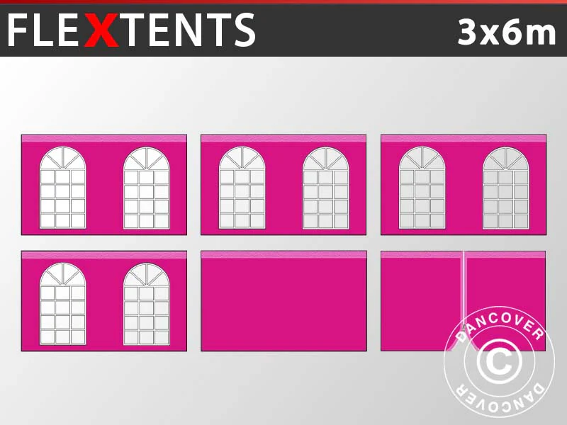 Sidevægge til Foldetelt FleXtents Vintage 3x6m, Lyserød