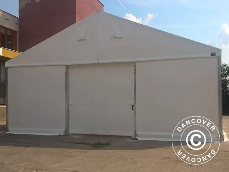 Skydeport til professionel telthal Alu, 4,70m, PVC, Hvid - Image 2