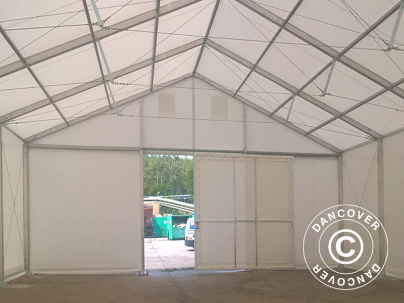 Skydeport til professionel telthal Alu, 4,70m, PVC, Hvid - Image 3