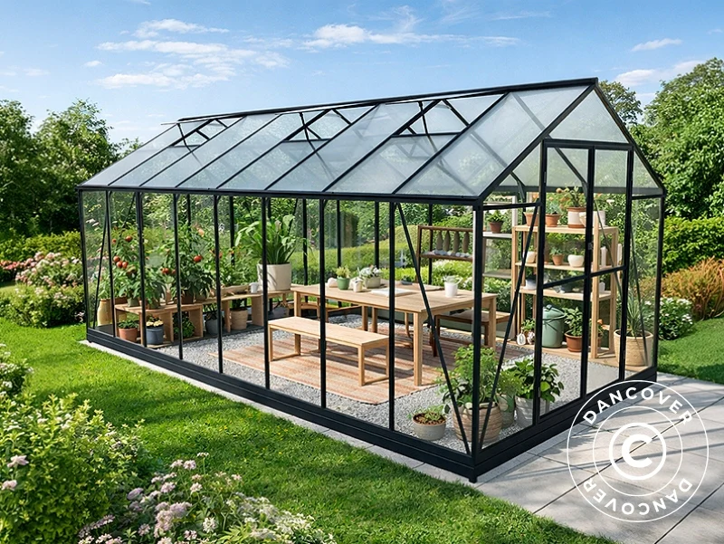 Sokkel til drivhus 11,8m², 2,38x4,81x0,07m, Sort - Image 5