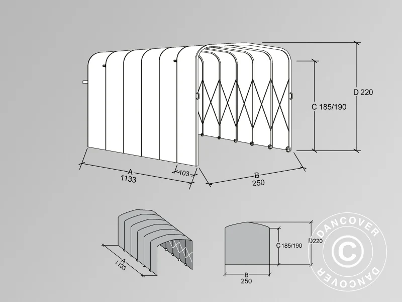 Spillertunnel, sammenfoldelig, 2,5x11,33x2,2m, Hvid - Image 9
