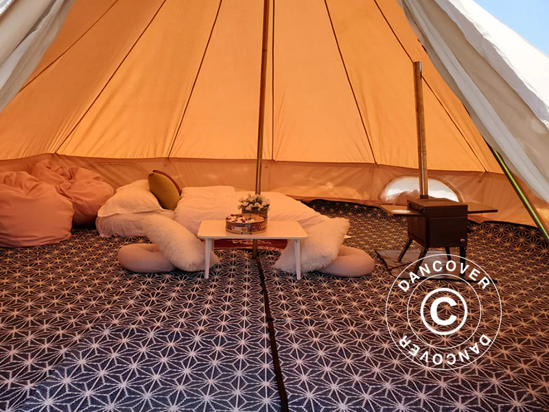 Tæpper til 5m TentZing® glampingtelt, 2 stk., Blå/Hvid - Image 3