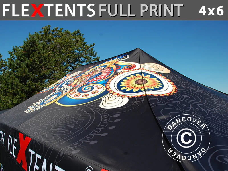 Tagdug m/frise og fuldt digitalt print til foldetelt FleXtents® PRO 4x6m
