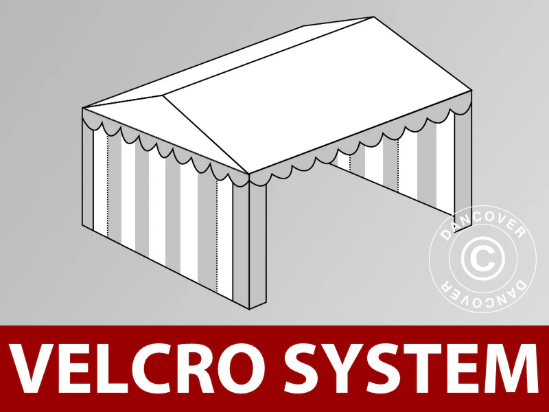 Tagdug med velcro til partytelt Plus 3x6m, Hvid/Grå
