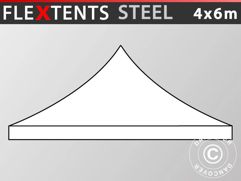 Tagdug til foldetelt FleXtents Steel 4x6m, Hvid