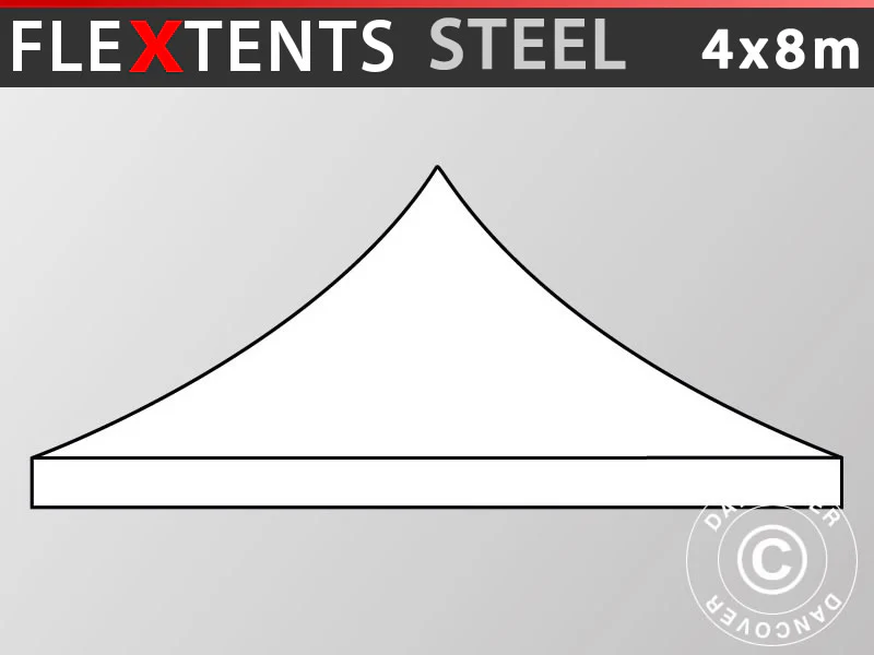 Tagdug til foldetelt FleXtents Steel 4x8m, Hvid