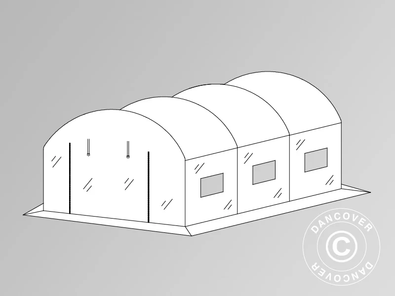 Tagdug til polytunnel drivhus, 2x4,5x2m, 180 My folie, Transparent